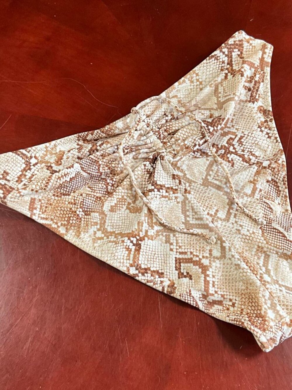 Womens Shade & Shore Extra Cheeky Snakeskin Low Coverage Bikini Bottoms (XLarge)